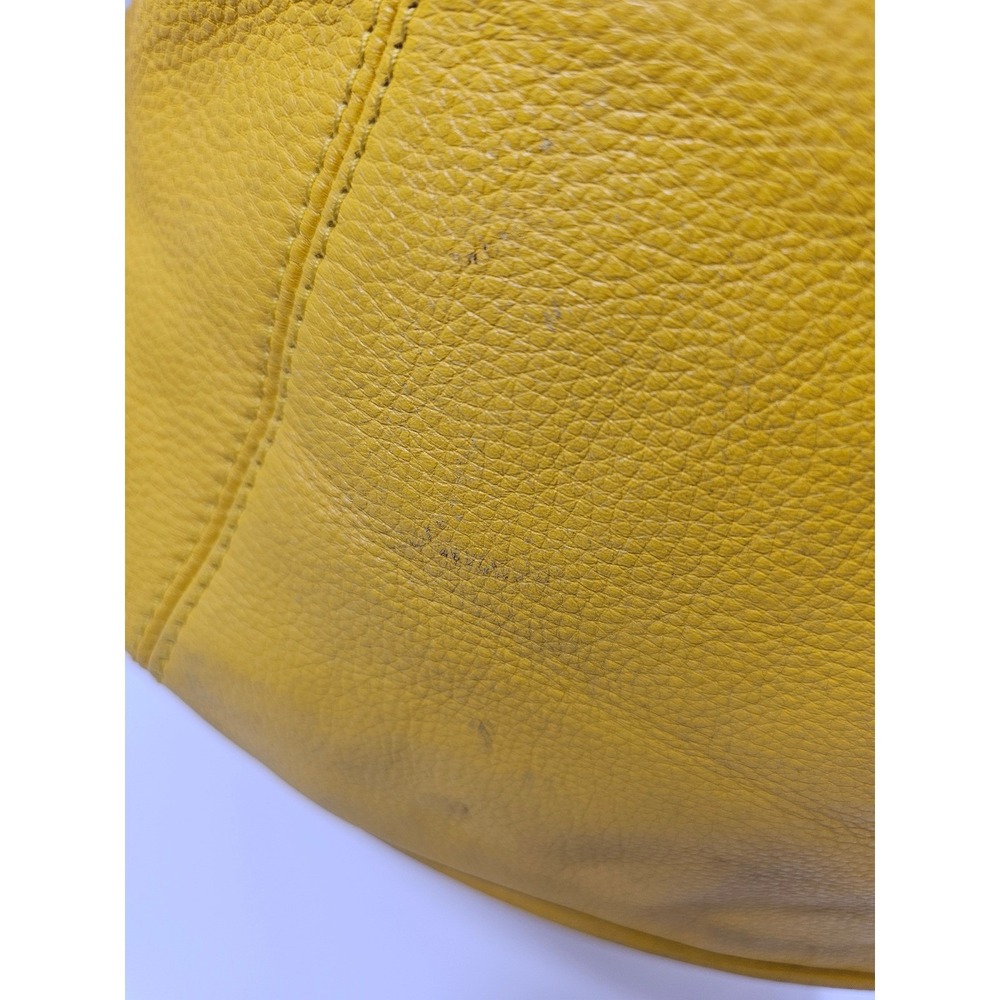 Michael Kors Bedford Yellow Pebbled Leather Tote Bag Gold Hardware MK Charm - Picture 6 of 9